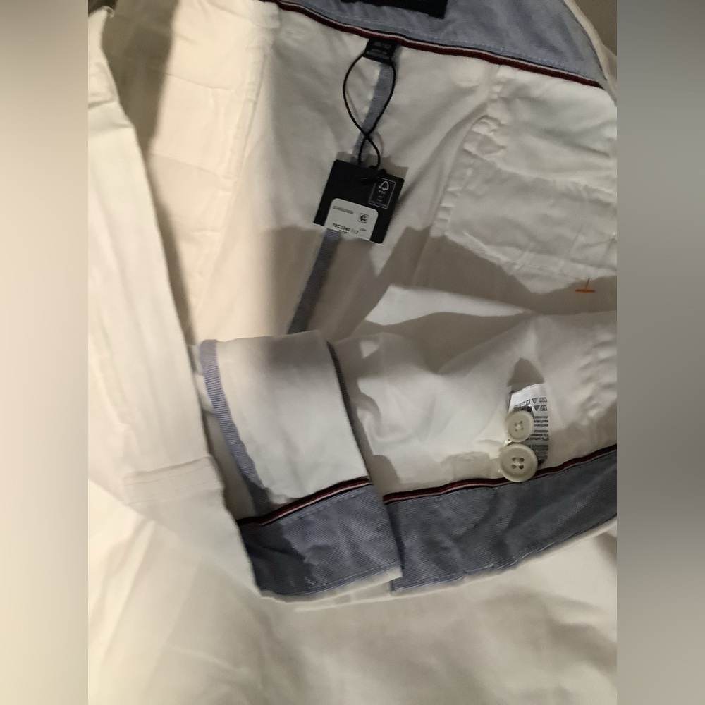 Tommy Hilfiger Men's Custom Fit Khaki Pants 38 x 32 NWT white Flat Front Chino - Picture 6 of 8